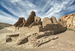 Ancient building ruins in Chaco Canyon